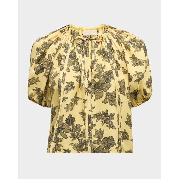 ULLA JOHNSON Marcellana Puff Sleeve Top in Solaris - Picture 4 of 13